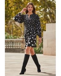 Sosandar - Spot Print Plisse Sleeve Shift Dress - Lyst
