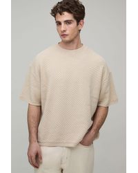 BoohooMAN - Oversized Geo Stitch Knitted T-Shirt - Lyst