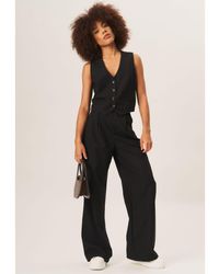 Gini London - Tailored Cotton Wide Leg Trousers - Lyst