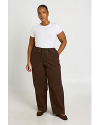 Boohoo - Plus Elasticated Waist Wide Leg Jean - Lyst
