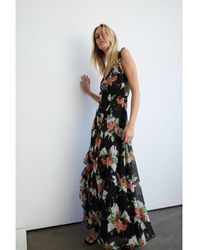 Warehouse - Floral Strappy Ruffle Wrap Maxi Dress - Lyst