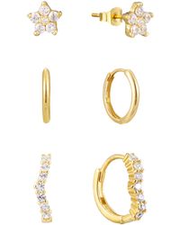 The Jewellery Stockroom - Plated Floral Set Of 3 Earrings - Lyst