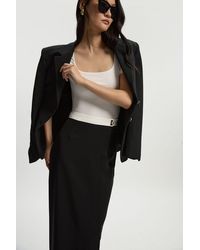 Karen Millen - Twill Contrast Hardware Woven Midi Skirt - Lyst