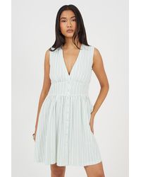 Brave Soul - Stripe Sleeveless Mini Dress With Button Details - Lyst