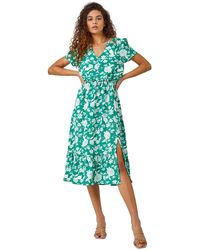 Roman - Floral Button Through Midi Dress - Lyst