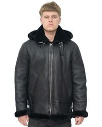 Infinity Leather - Hooded Sheepskin B3 Flying Jacket-Columbus - Lyst