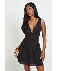 Boohoo - Broderie Scalloped Neck Corset Mini Dress - Lyst