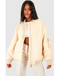 Boohoo - Oversized Wool Look Bomber Jacket - Lyst