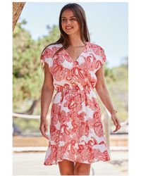 Sosandar - Paisley Print Flutter Sleeve Crinkle Wrap Dress - Lyst