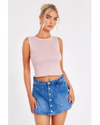 Quiz - Pale Knit Diamante Crop Top - Lyst