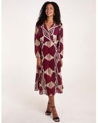 Blue Vanilla - Wrap Front Pleated Geometric Midi Dress - Lyst