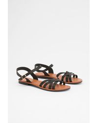 Good for the Sole - Danielle Faux Leather Cross Strap Comfort Flat Sandals - Lyst