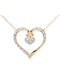 DIAMANT L'ÉTERNEL - 9ct Geelgouden Diamanten Harthanger En 18 Inch Ketting - Lyst