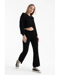 Hiccup - 2 Pieces: Crew Neck Knitted Long Sleeve Oversized Top & Mid Rise Straight Leg Trousers - Lyst