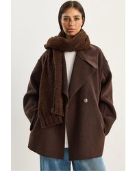 Bianco Lucci - Oversized Knop-Vilt Jas Met Brede Kraag - Lyst