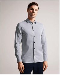 Ted Baker - Alham Long Sleeve Fine Geo Stretch Shirt - Lyst