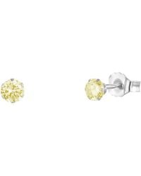 The Jewellery Stockroom - Sterling 3Mm Citrine Cz Crystal Stud Earrings - Lyst