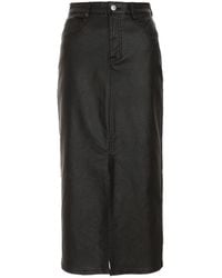 Quiz - Faux Leather Midi Skirt Viscose - Lyst