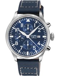 Gevril - Vaughn Chronograph Leather Swiss Automatic Eta 7750 Watch - Lyst