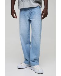 BoohooMAN - Relaxed Fit All Over Rhinestone Embellished Jeans - Lyst