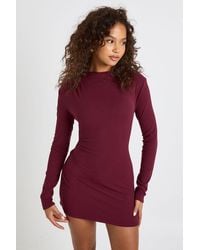 Boohoo - Super Soft Long Sleeve Ruched Mini Dress - Lyst