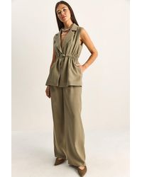 Bianco Lucci - High Waist Wide Leg Co-Ord Set With Jacket Collar - Lyst