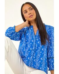 Roman - Petite Floral Buttoned Blouse - Lyst