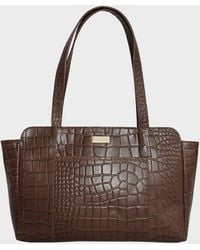 Assots London - 'judith' Tan Croc Real Leather Shoulder Bag - Lyst