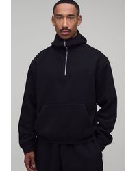 BoohooMAN - Oversized Boxy Plush Eye Mask 1/4 Zip Hoodie - Lyst