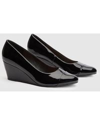 Wallis - Wide Fit Daily Almond Toe Toe Cap Mid Wedge Court Shoes - Lyst