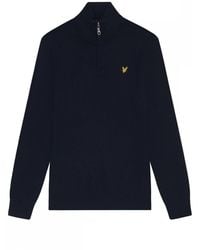 Lyle & Scott - Cotton Merino Quarter Zip Jumper Colour: Z271 Dark, Size: L - Lyst