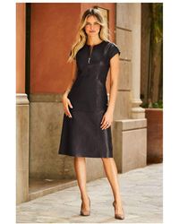 Sosandar - Luxury Leather Zip Front Fit & Flare Dress - Lyst