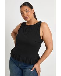 Boohoo - Plus Button Down Ruffle Hem Top - Lyst