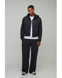 BoohooMAN - Oversized Boxy Zip Through Hoodie And Wide Leg Jogger - Lyst