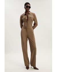 Karen Millen - Viscose Blend Tailored Tapered Leg Trouser - Lyst