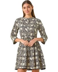 Roman - Floral Frill Buttoned Shirt Dress - Lyst