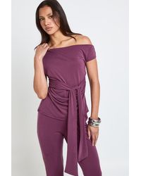 Boohoo - Modal Off The Shoulder Tie Waist Top - Lyst