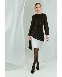 Izabel London - Semi Sheer Sparkly Long Sleeve Blouse - Lyst