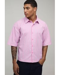 BoohooMAN - Oversized Boxy Half Sleeve Multi Stripe Shirt - Lyst