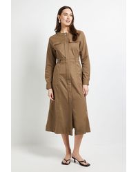 PRINCIPLES - Utility Pocket Collarless Shirt Dress - Lyst