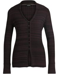 BOSS - V-Neck Shirt Collar Long Sleeve Sweater - Lyst