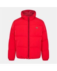 Lacoste - Hooded Puffer Jacket With Logo - Lyst