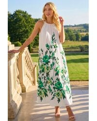 Roman - Floral Print Halter Neck Midi Dress - Lyst