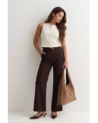 Urban Bliss - Belted Wide Leg Trouser Chocolate - Lyst