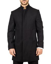 TruClothing - Stand Collar Wool Blend Overcoat - Lyst