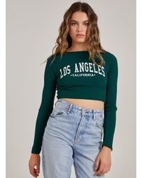 Pink Vanilla - Los Angeles Varsity Print Top - Lyst
