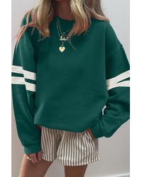 Azura Exchange - Striped Sleeve Pullover Top - Lyst