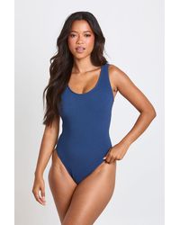 Boohoo - Textured Scoop Swimsuit - Lyst