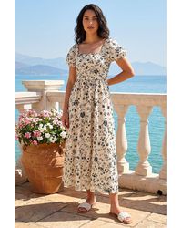 D.u.s.k - Floral Puff Sleeve Midi Dress - Lyst