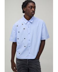 BoohooMAN - Oversized Boxy Eyelet Detail Short Sleeve Stripe Shirt - Lyst